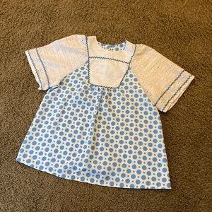 Genuine Vintage 1960’s/1970’s Blue & White Babydoll Blouse, Women’s Medium-Large